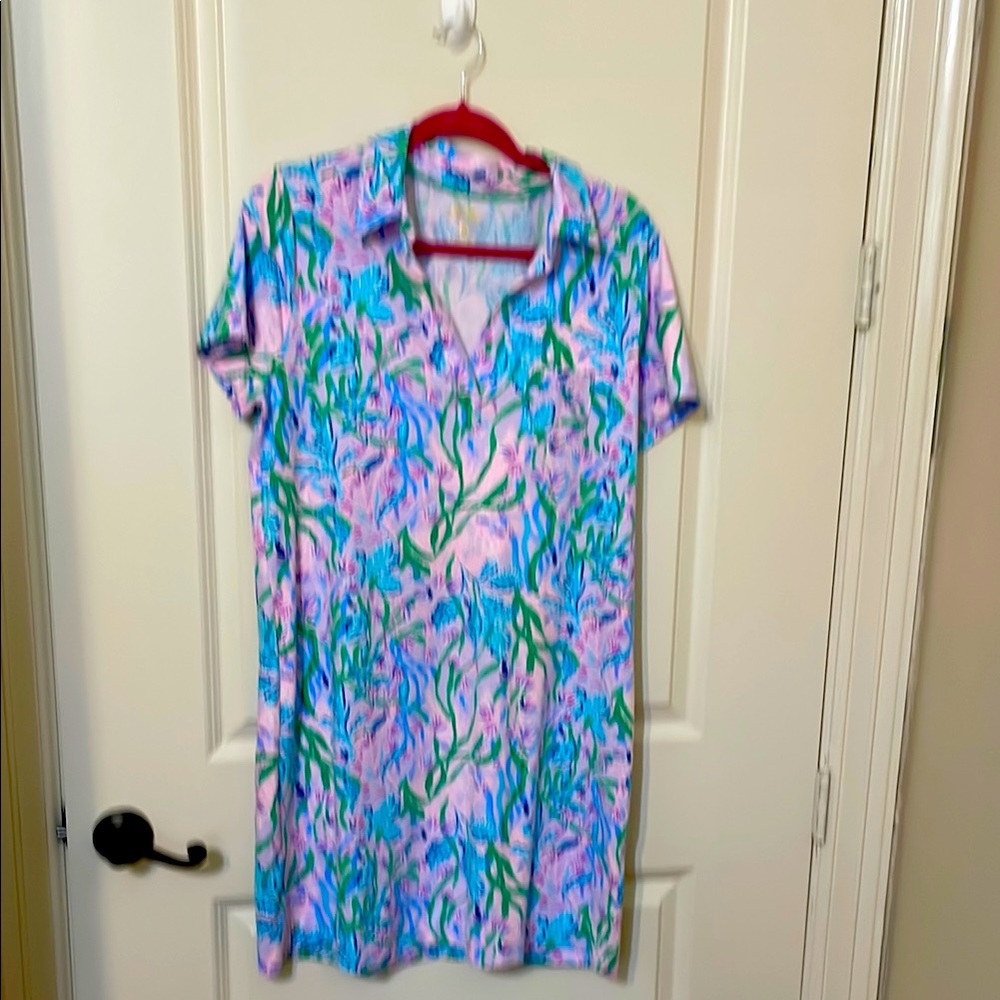 Lilly Pulitzer, short sleeve, collared dress, size large, worn one time